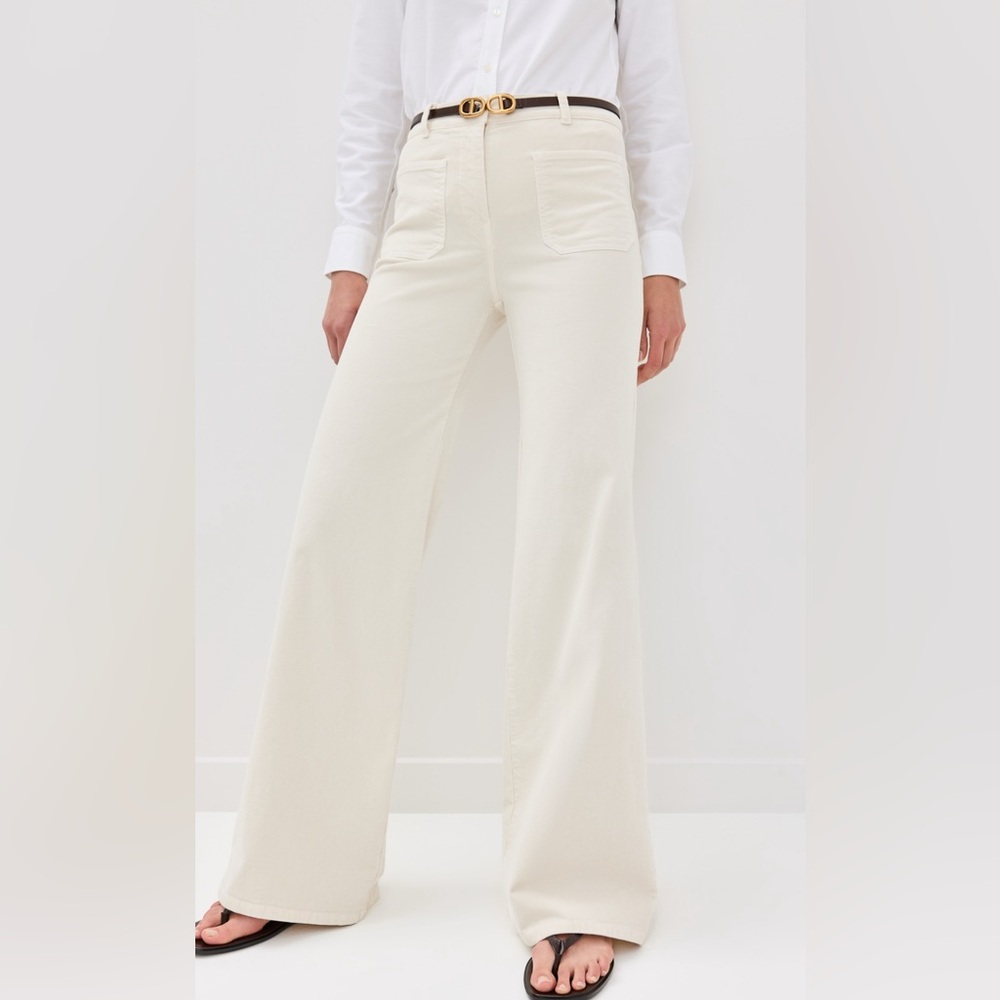 Nili Lotan Cream Flare Pants